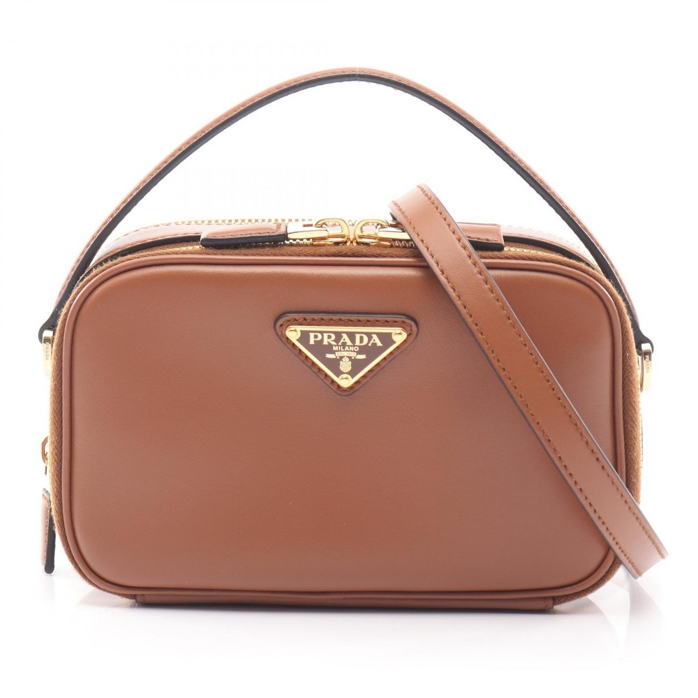PRADA Odette Shoulder Crossbody Handbag 1BH123 leather Brown Used Women