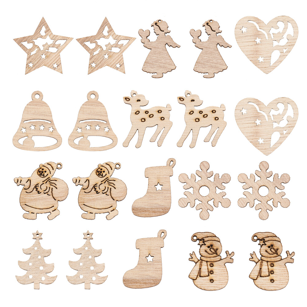 100 Pcs DIY Ornaments Christmas Wood Chips Garden Decorations Home