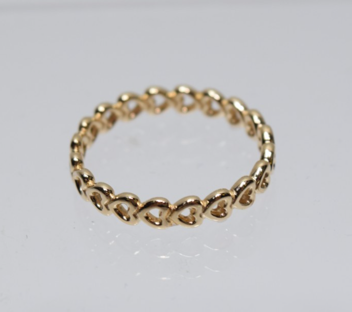 PANDORA Band Of Hearts 14k Yellow Gold Ring Band Size 5.75