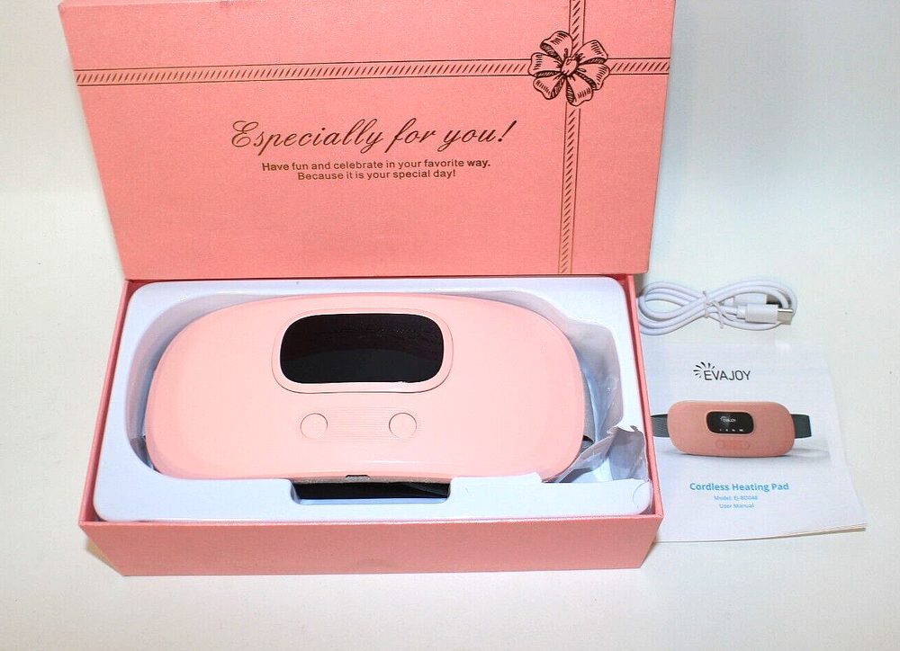 Evajoy Portable Cordless Wearable Heating Pad, Pink, Small, Belt