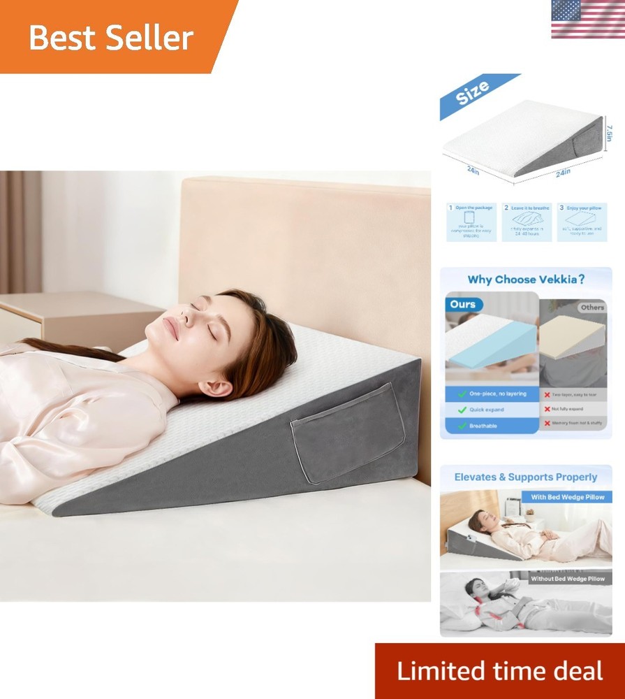 Breathable Foam Wedge Pillow – Perfect Relief for Snoring & Back Support (24