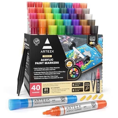 40 Vibrant Acrylic Paint Markers – Big Barrel Art Pens for Bold Creations