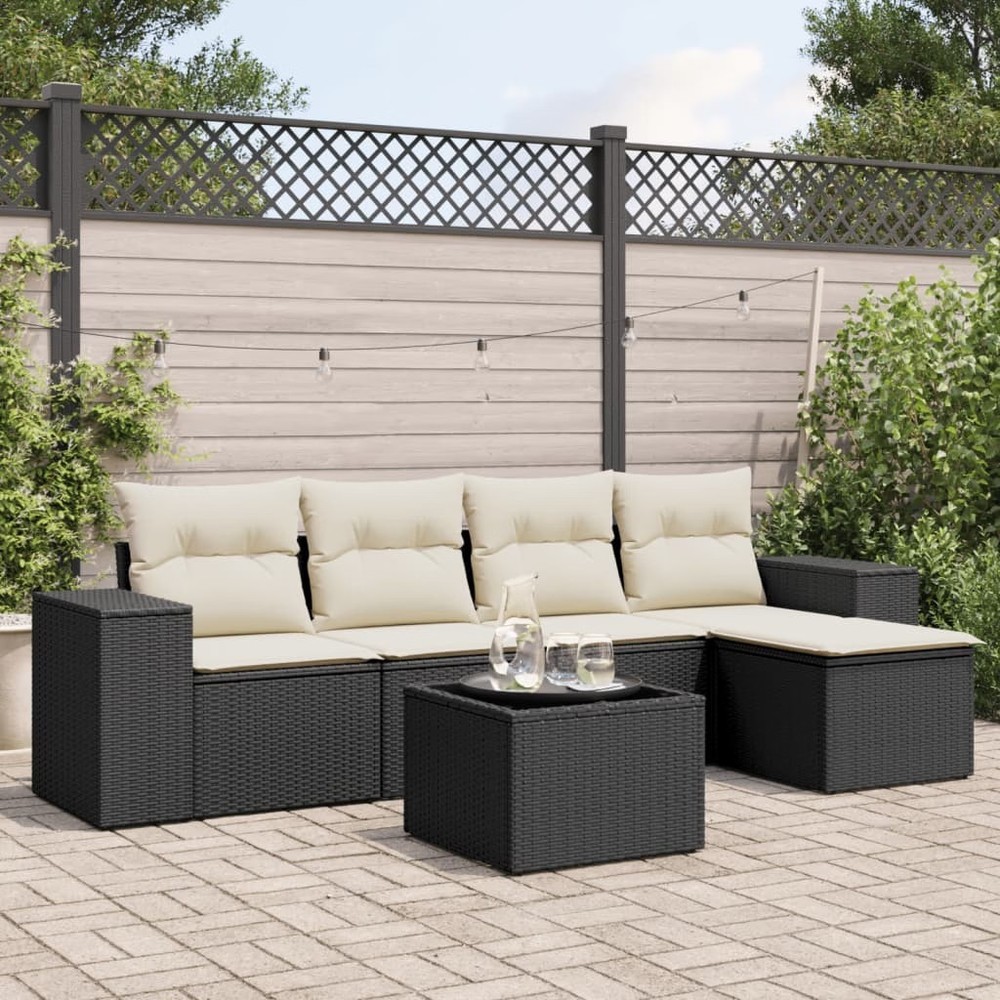 Garden Sofa Set Black PE rattan Large Modular Garden Sofa Set
