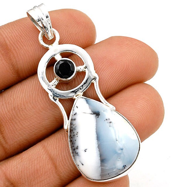 Natural Winter Dendritic Opal 925 Sterling Silver Pendant Jewelry @B17-7