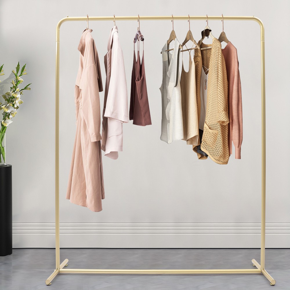 Gold Steel Clothes Rack - Sturdy Floor Standing Storage for Clothing Display US
