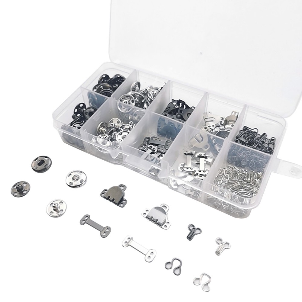 100 Pair Sewing Hook and Eye Closure Clothing Fixing Tool Snap Fastener 3 Styles