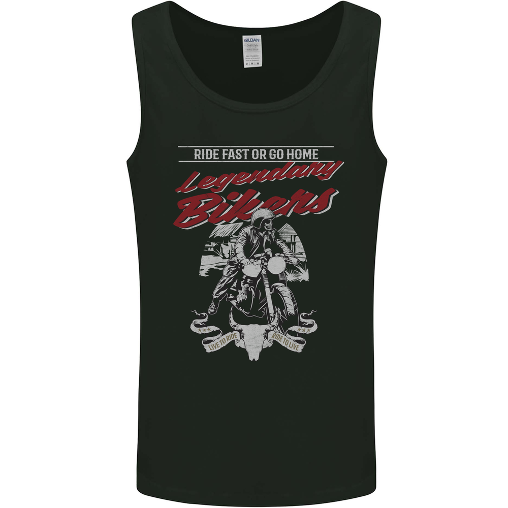 Legendary Bikers Skull Motorcycle Motorbike Mens Vest Tank Top