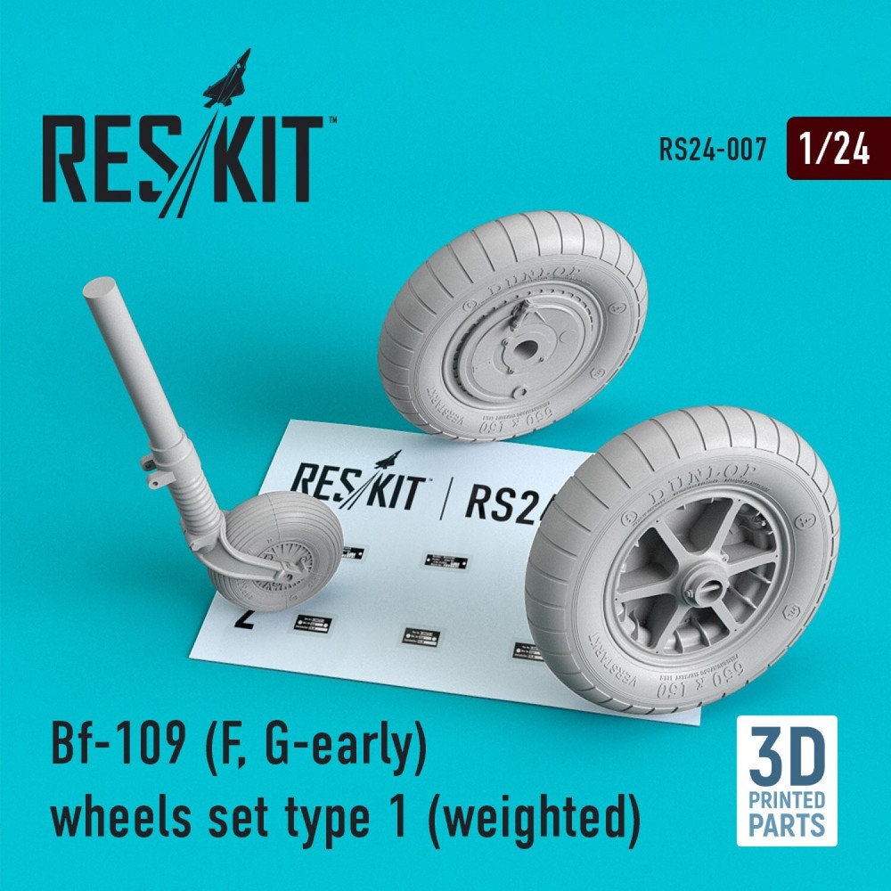 Messerschmitt Bf.109 F/G Wheels Set Type 1 1:24 ResKit RS24-0007