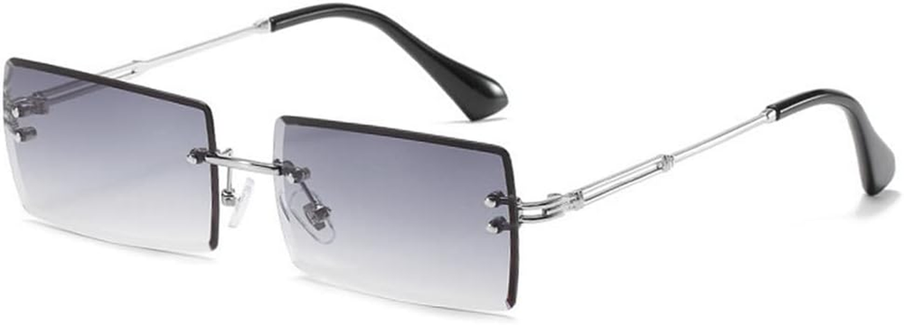 90S 2000S Rectangle Rimless Sunglasses Women Men Y2K Accessories Vintage Retro F