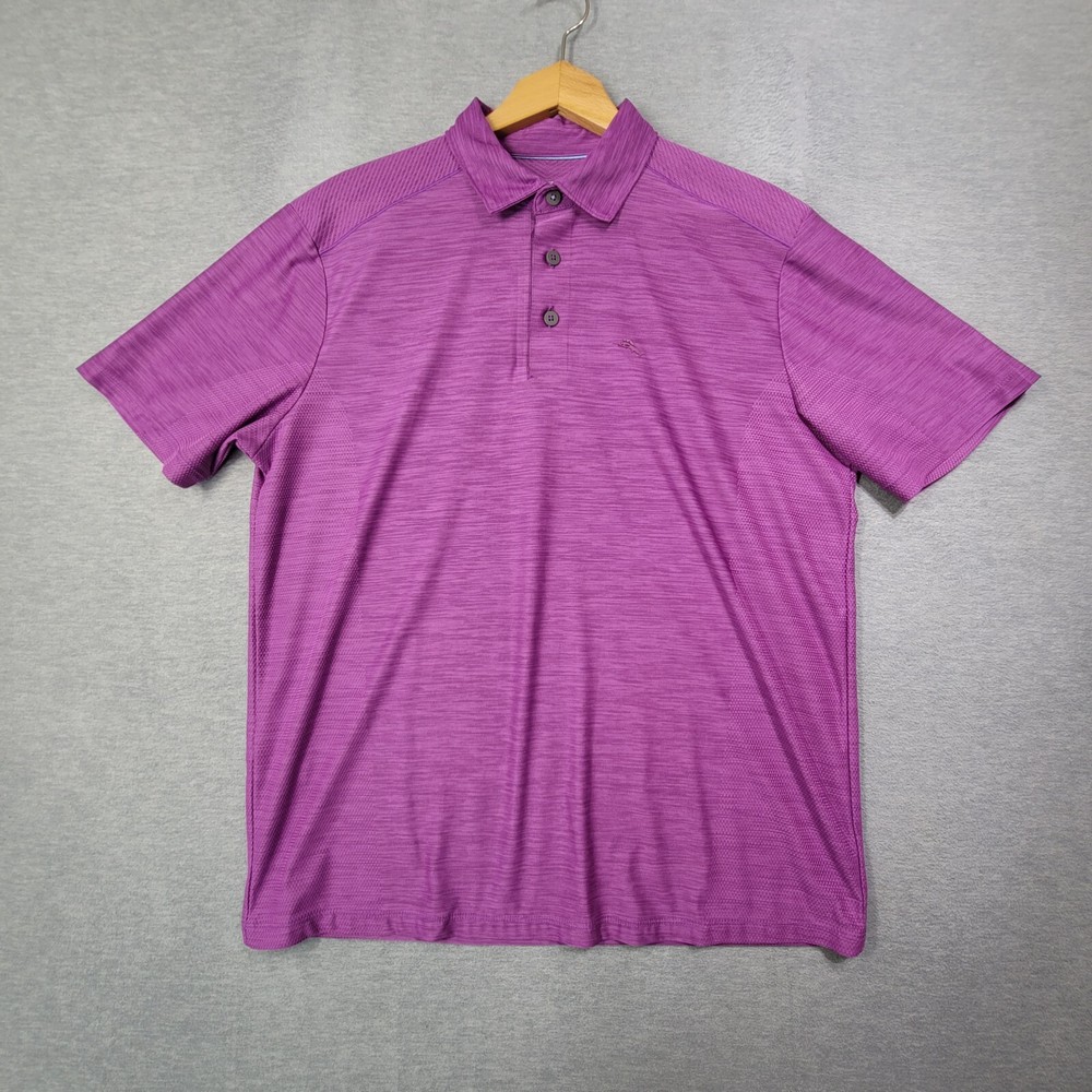 Tommy Bahama Polo Shirt Mens Medium Purple Breathable Island Zone Golf Logo