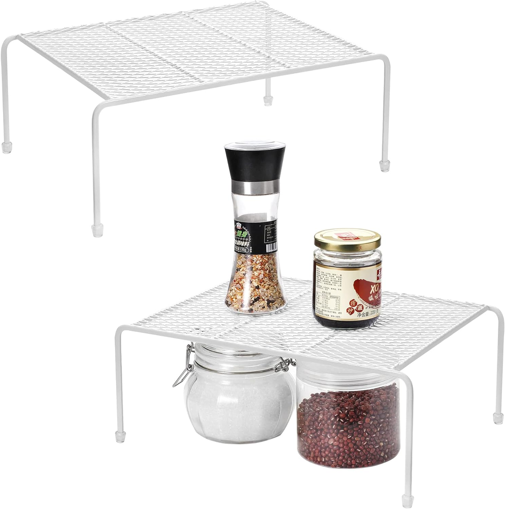 2-Pack Kitchen Cabinet Organizer - Space-Saving Wire Shelf Rack for Cupboards