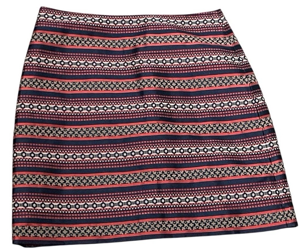 Ann Taylor Loft Womens Size 6 Striped Multicolor Short Straight Skirt