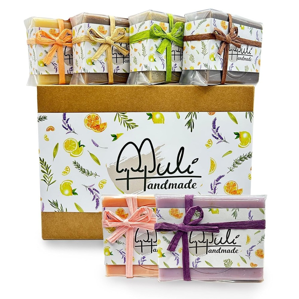 Scented Bath Deluxe Soap Set with 6 Essential Oil Bars - Perfect Gift Choice