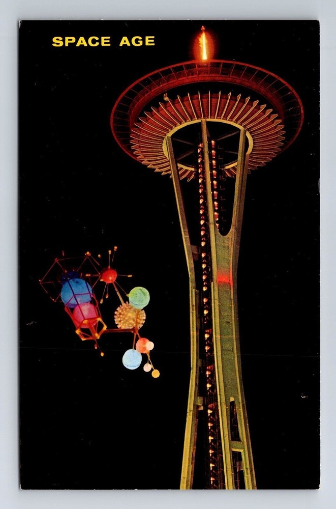 Seattle WA Space Needle World Fair Satellite Vintage Postcard
