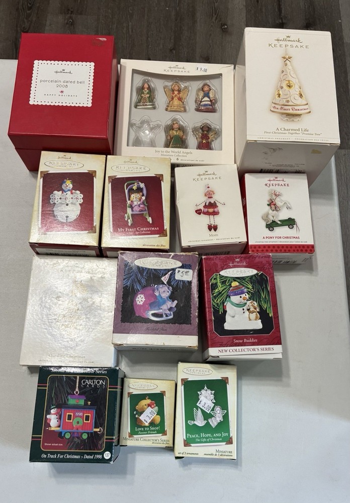 Hallmark Keepsake Ornament Lot Of 12 Plus 1 Carlton Box Damage, Set Missing 1
