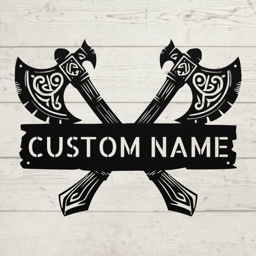 Custom Viking Axe Metal Sign Gift for Viking Fans Nordic Mythology Lovers Gifts