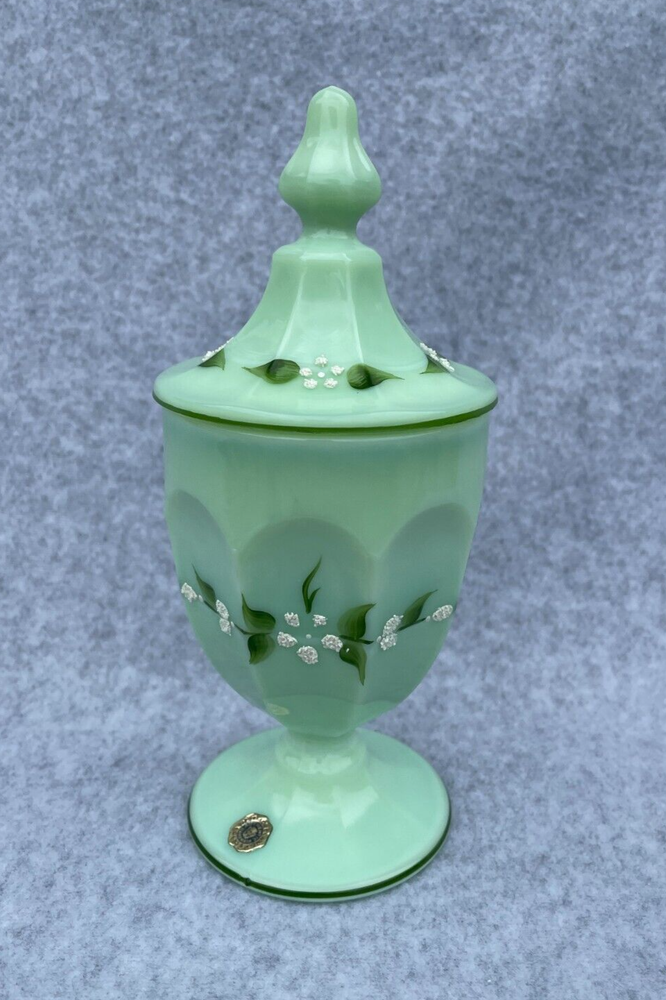 Vintage Westmoreland Hand-Painted Beaded Bouquet Colonial Candy Dish