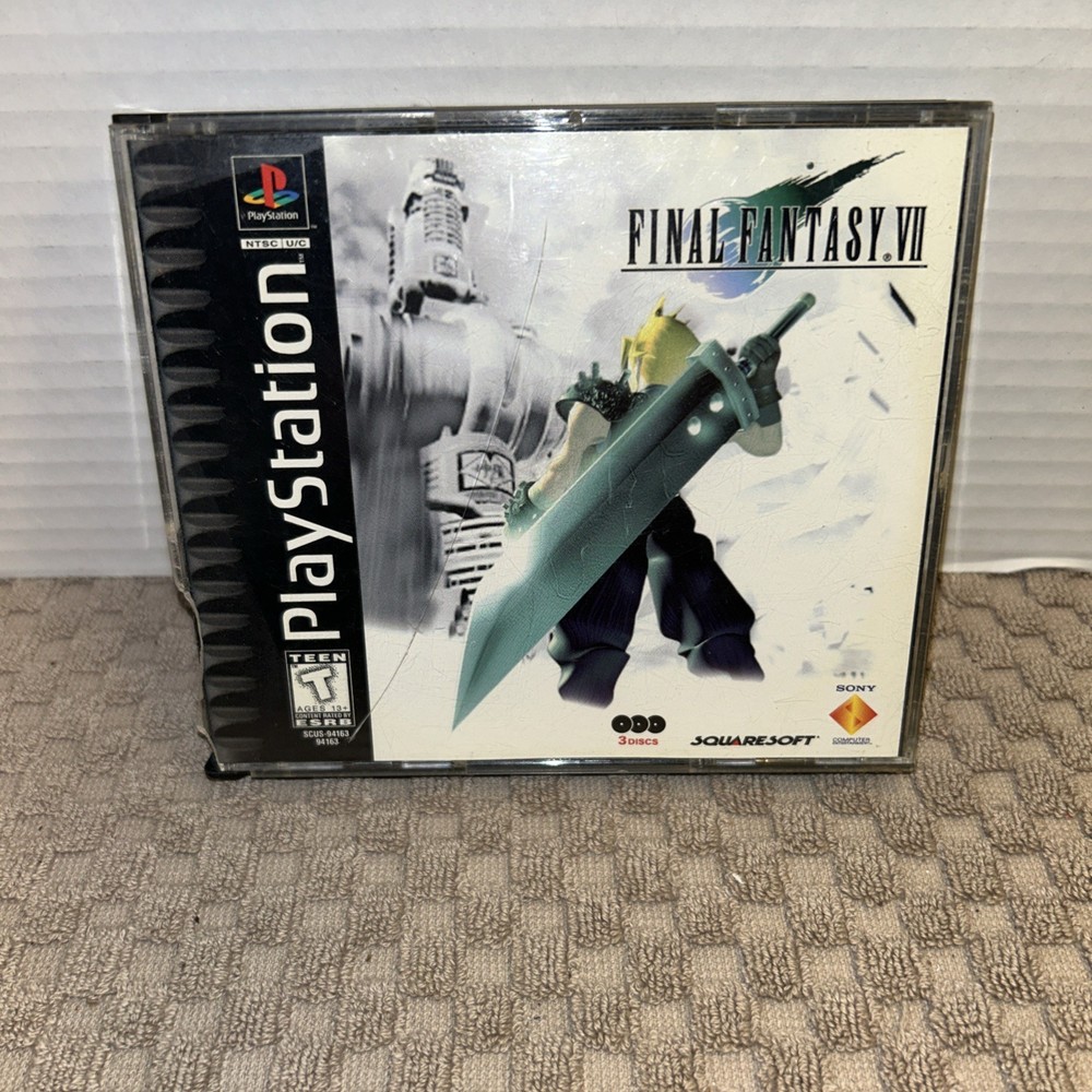 FINAL FANTASY VII 7 (Sony PlayStation 1 PS1, 1997) Black Label / Read