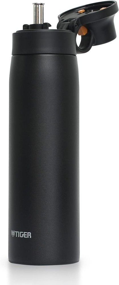 TIGER 500ml Stainless Steel Straw Water Bottle Matte Black Made in Japan