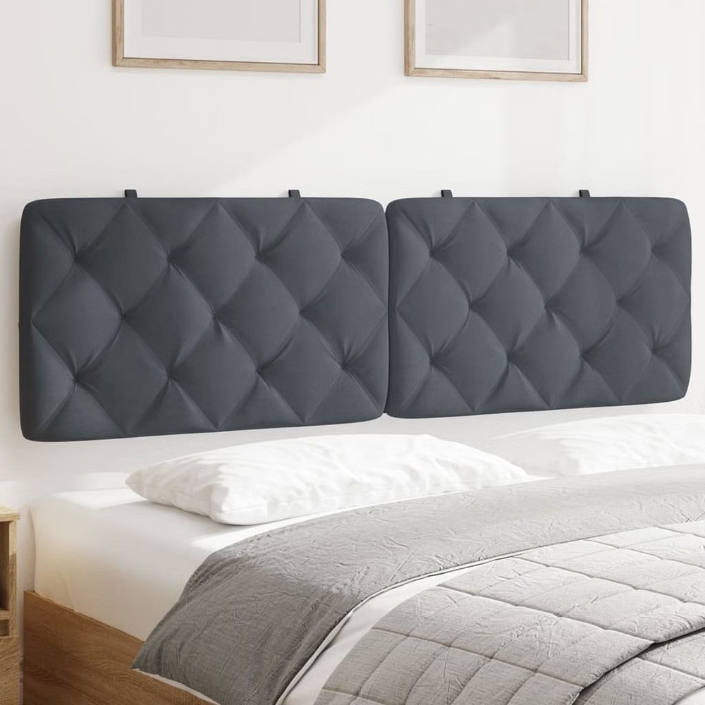 Headboard Cushion Dark Grey Velvet (100% polyester) Queen Size