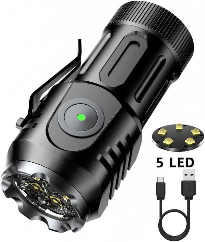 ALONEFIRE X65 Mini LED Flashlight Type C USB Rechargeable Bright 5 Light...