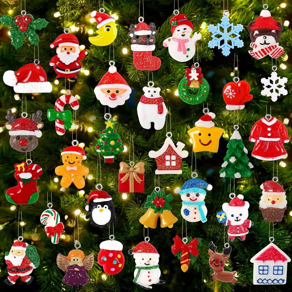 Mini Christmas Tree Ornaments Set 36pcs Small Holiday Decor