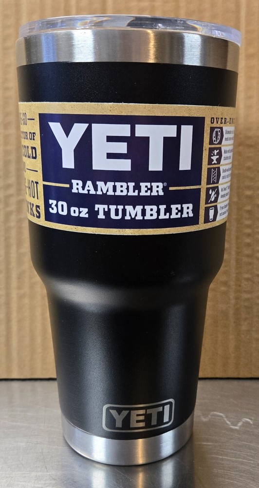 YETI Rambler 30 oz Stainless Steel Vacuum Insulated Tumbler Black Color #34 New