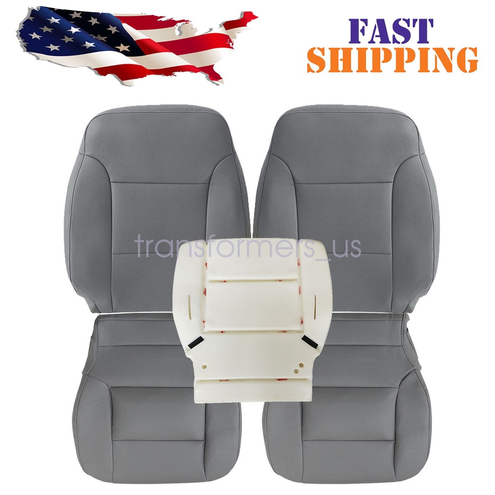 5 x Driver & Passenger Seat Cover Gray & Driver Cushion For 2014-2019 GMC Sierra