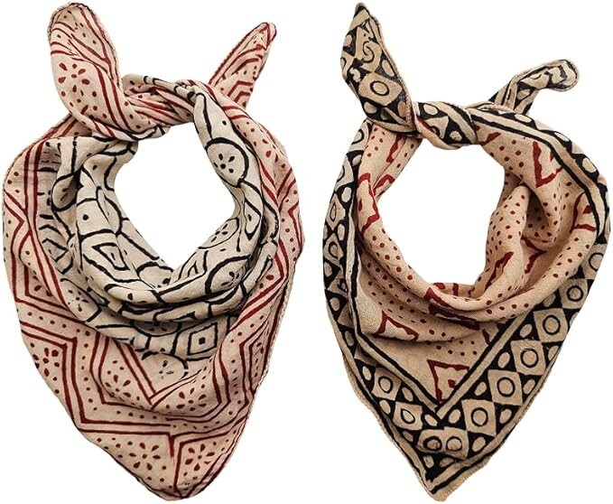 Set of 2 Organic Cotton Bandana Bandana Scarf Paisley Design Scarf