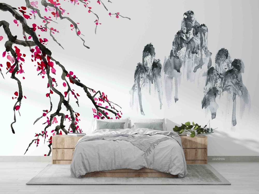 3D Chinese Style Landscape Watercolor Wall Murals Wallpaper Murals Wall Sticker