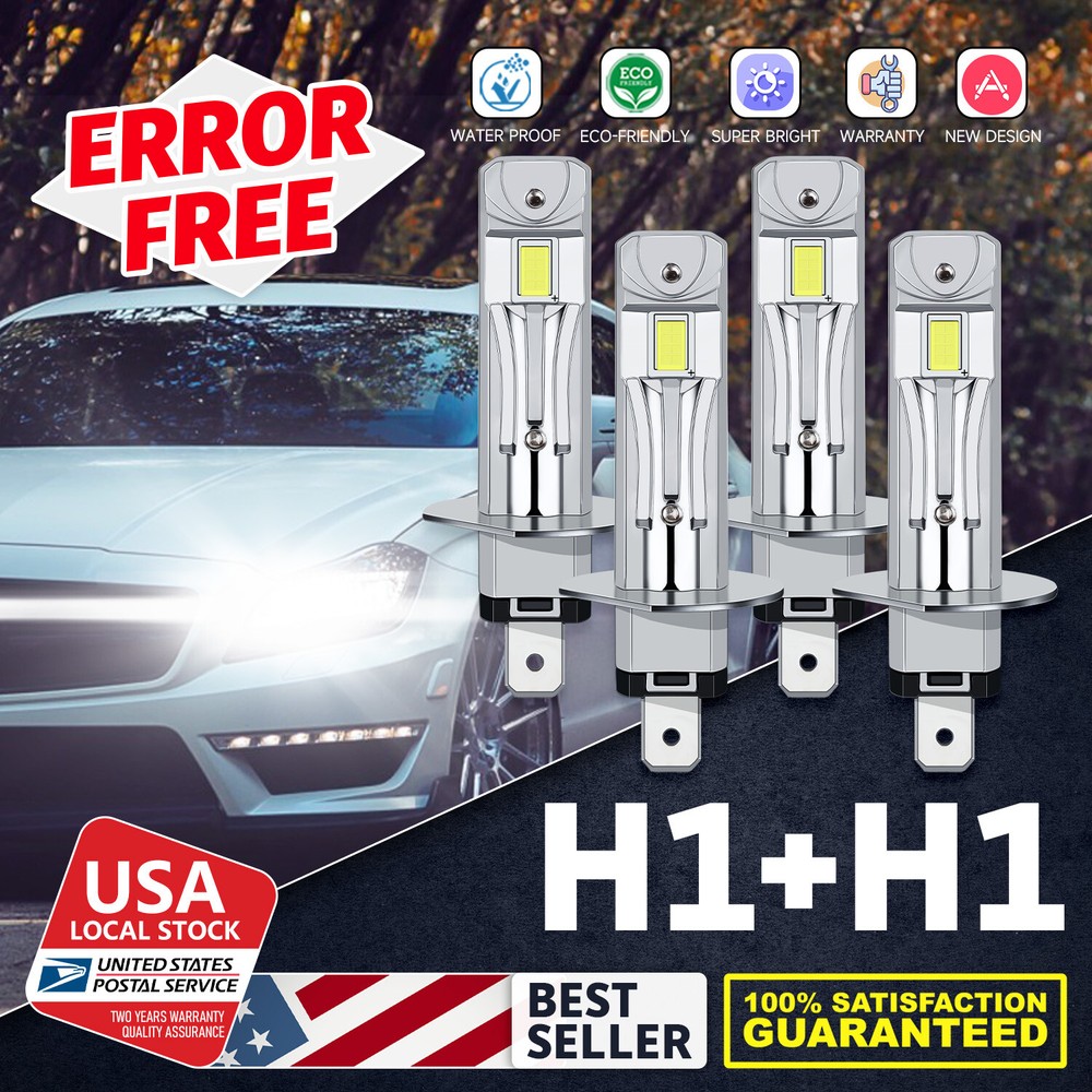Cold White 6000K Headlight H1+H1 Combo DRL Bulbs Super Bright CANbus 20000LM New
