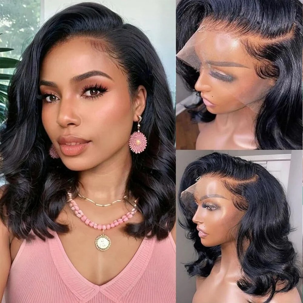 Glueless Short Bob Wig Brazilian Loose Wave Lace Front Human Hair
