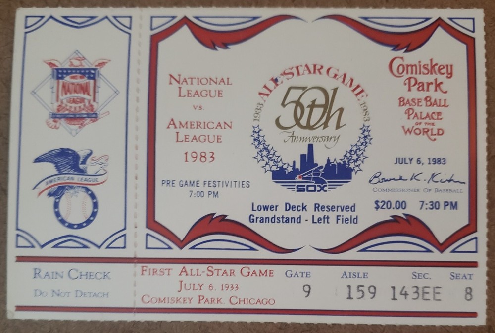 1983 MLB All-Star Game Ticket Chicago Comiskey Park 50th Anniversary