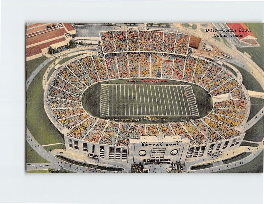 Aerial View Postcard of Cotton Bowl Stadium in Dallas Texas USA