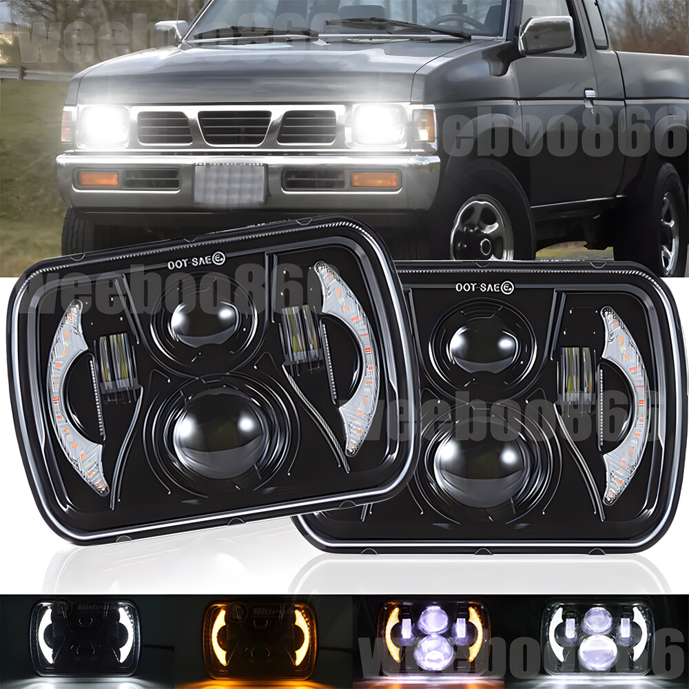 For Nissan Pickup Hardbody D21 NX 5x7 7x6inch LED Headlights DRL Hi/Lo Beam Pair
