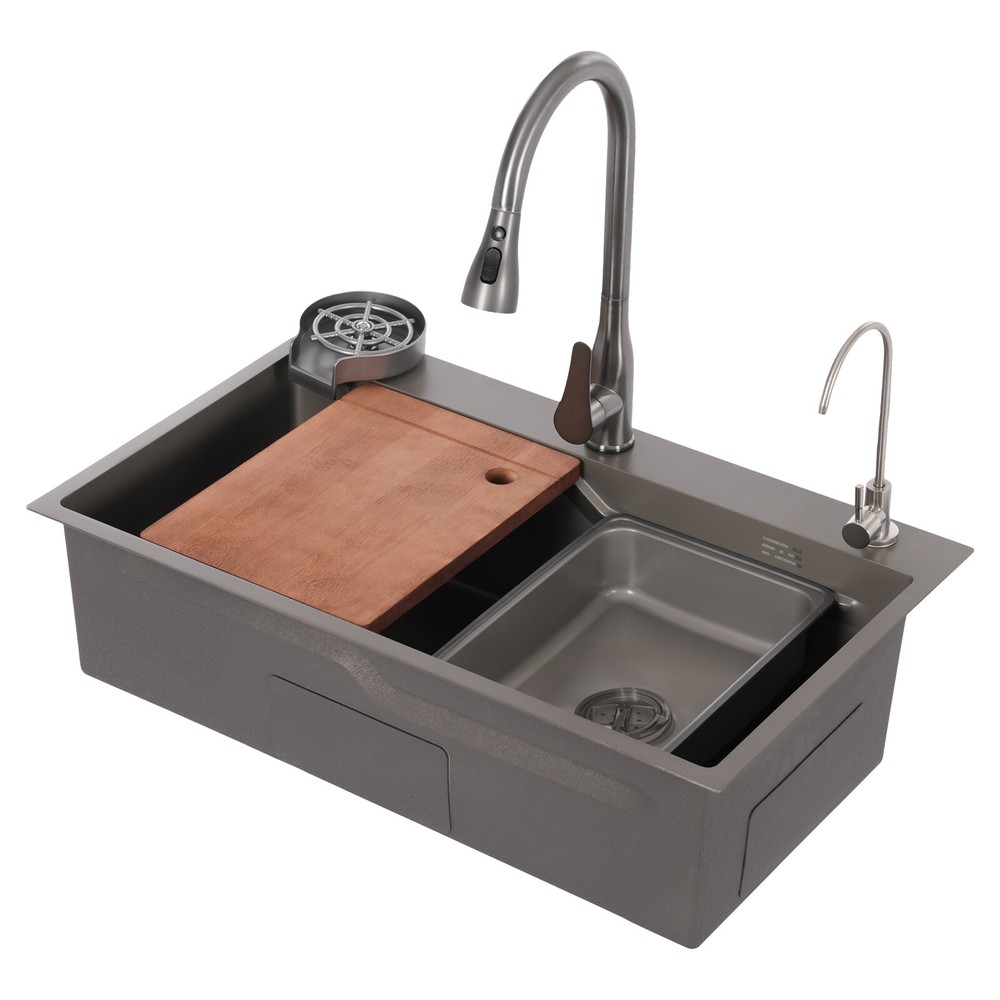 Stainless Steel Built-in Kitchen Sink Multifunctional Sink With Pull Out Faucet