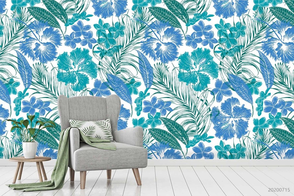 3D Flowers Flora Watercolor Pattern Wall Murals Wallpaper Murals Wall Sticker