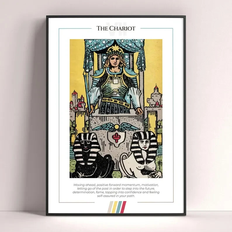 Chariot Tarot Card Art Print Digital Download Tarot Poster