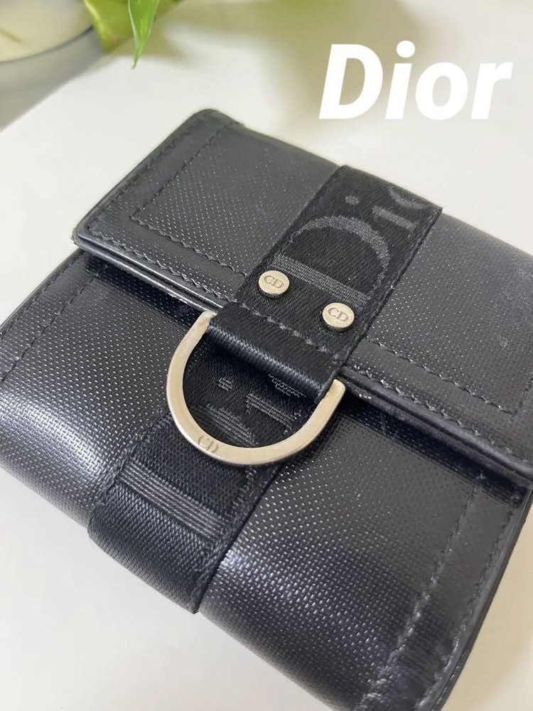 Dior Tri-Fold Trotter Wallet Black All-Over Pattern