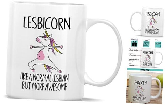 Funny Lesbian Mug Gift Awesome Lesbicorn Unicorn LGBT LGBTQ Equality Pride 11