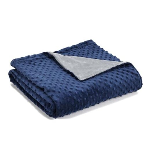 Weighted Blanket Removable Minky Dot Cover 48x72 Navy Blue Heavy Duty