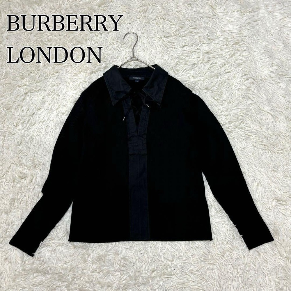 Burberry London Rib Knit Long Sleeve Top Shirt Size 15 Black 2XL