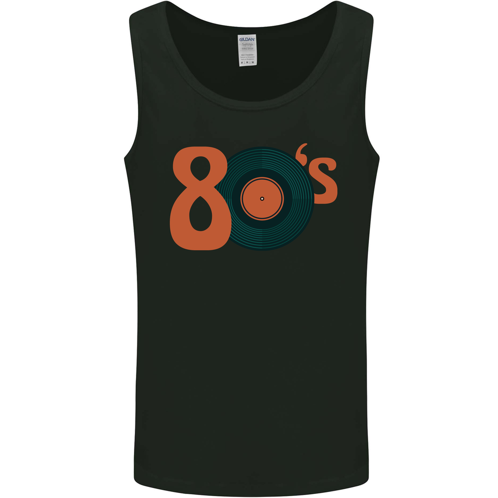 80s Music Vinyl Record Decks Turntable Mens Vest Tank Top