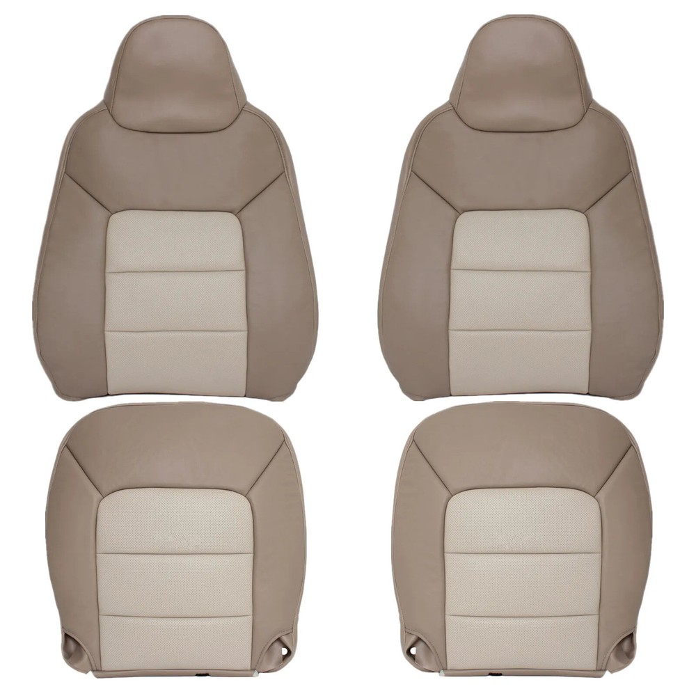 4X Front Leather Seat Cover Kits Tan For Ford Expedition Eddie Bauer 2003-2006