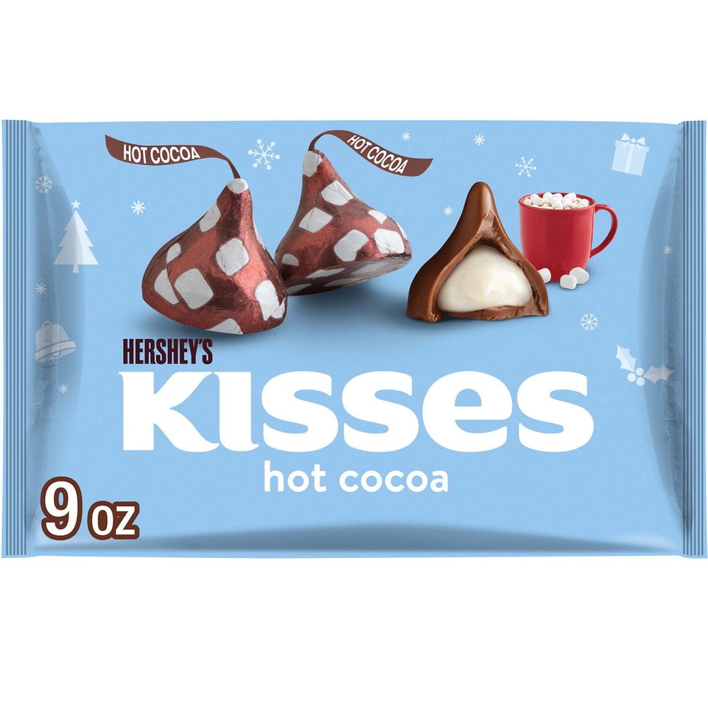 Hershey's Kisses Hot Cocoa Flavored Milk Chocolate Christmas Candy, Bag 9 oz