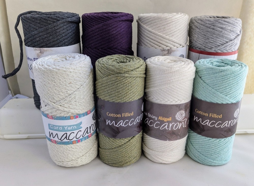 Maccaroni Macrame Cord Cotton Rope 3-5 mm 136yds Natural Purple Green Blue Grey