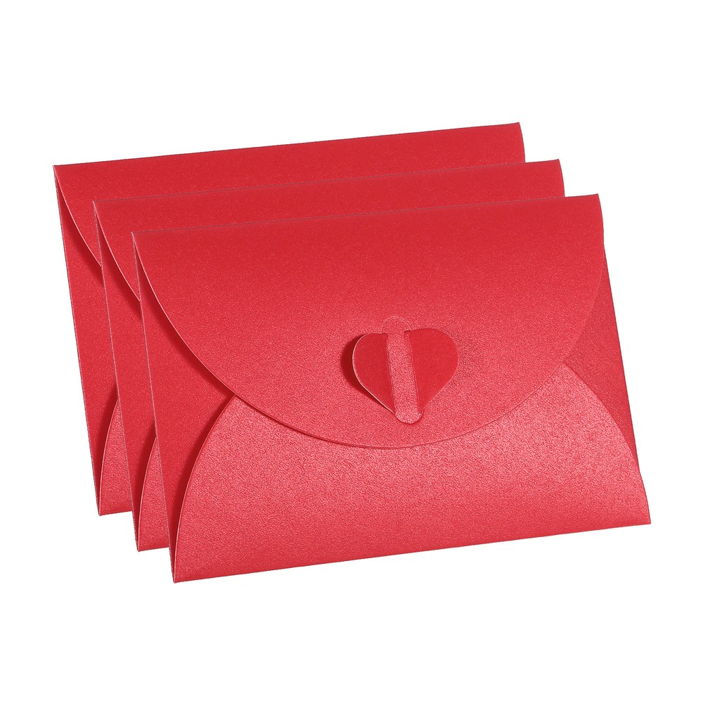 36pcs Gift Card Envelopes, Heart Shaped Clasp Mini Envelope Red-image