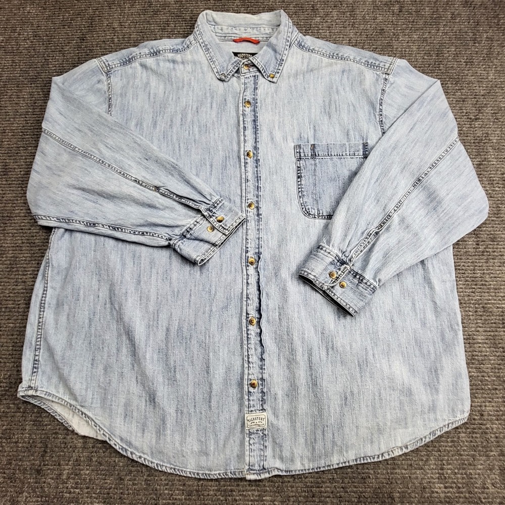 Levi's Strauss Shirt Men's 3XL Blue Denim Light Wash Cowboy Distressed