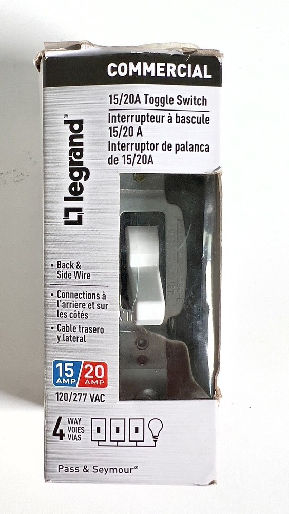EXTRA HEAVY-DUTY SPEC. GRADE 347VAC TOGGLE SWITCH BACK & SIDE WIRE, WHITE