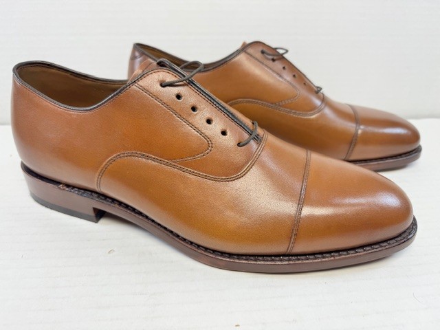 Johnston & Murphy Melton Cap Toe Shoe Tan Calfskin 10 D